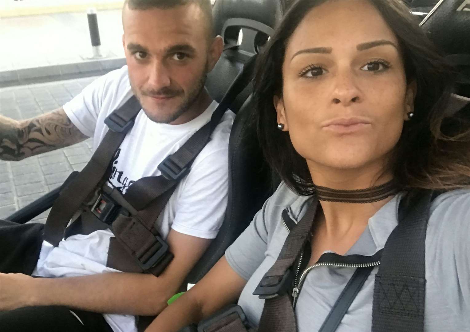 Parise and her partner Dwayne Drinkwater in Cyprus in 2017. Picture: SWNS
