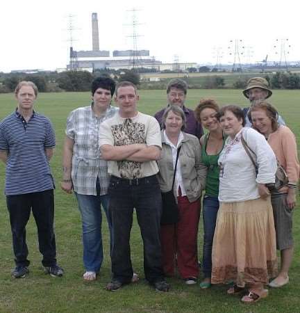 Andy Rogers (centre) with member of Kingsnorth Climate Action Medway