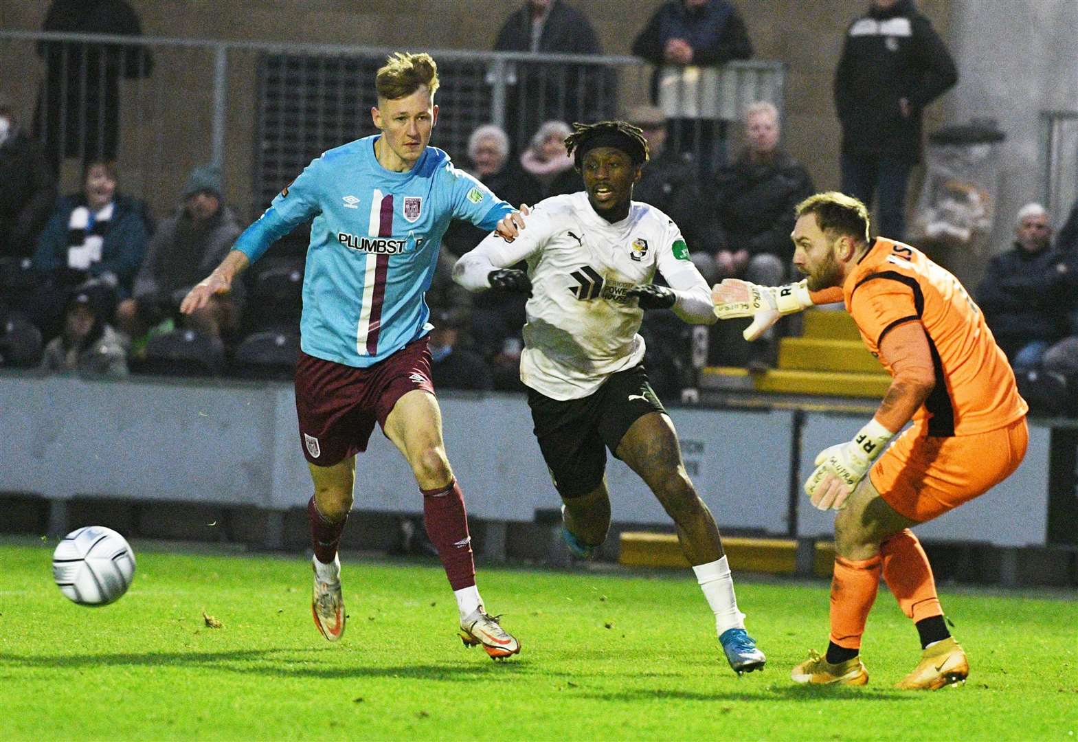 Dartford's Ade Azeez causes panic in the Weymouth defence. Picture: Barry Goodwin (54285187)