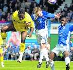 Mark McCammon's header makes it 1-0 to Gillingham. Picture: Matthew Walker