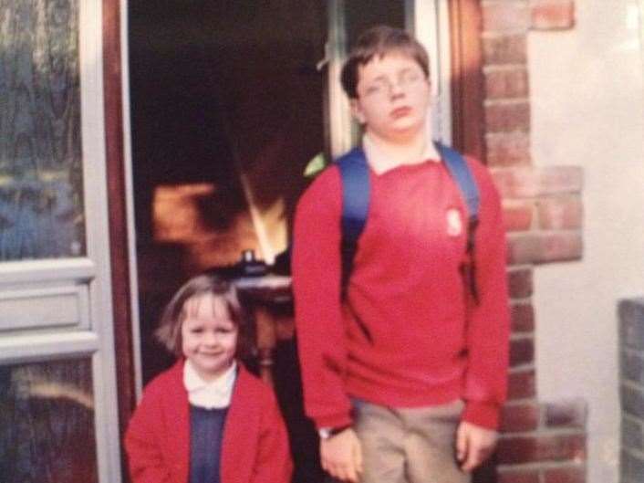 Ed McConnell towards the end of his primary school life, next to his sister Harriet