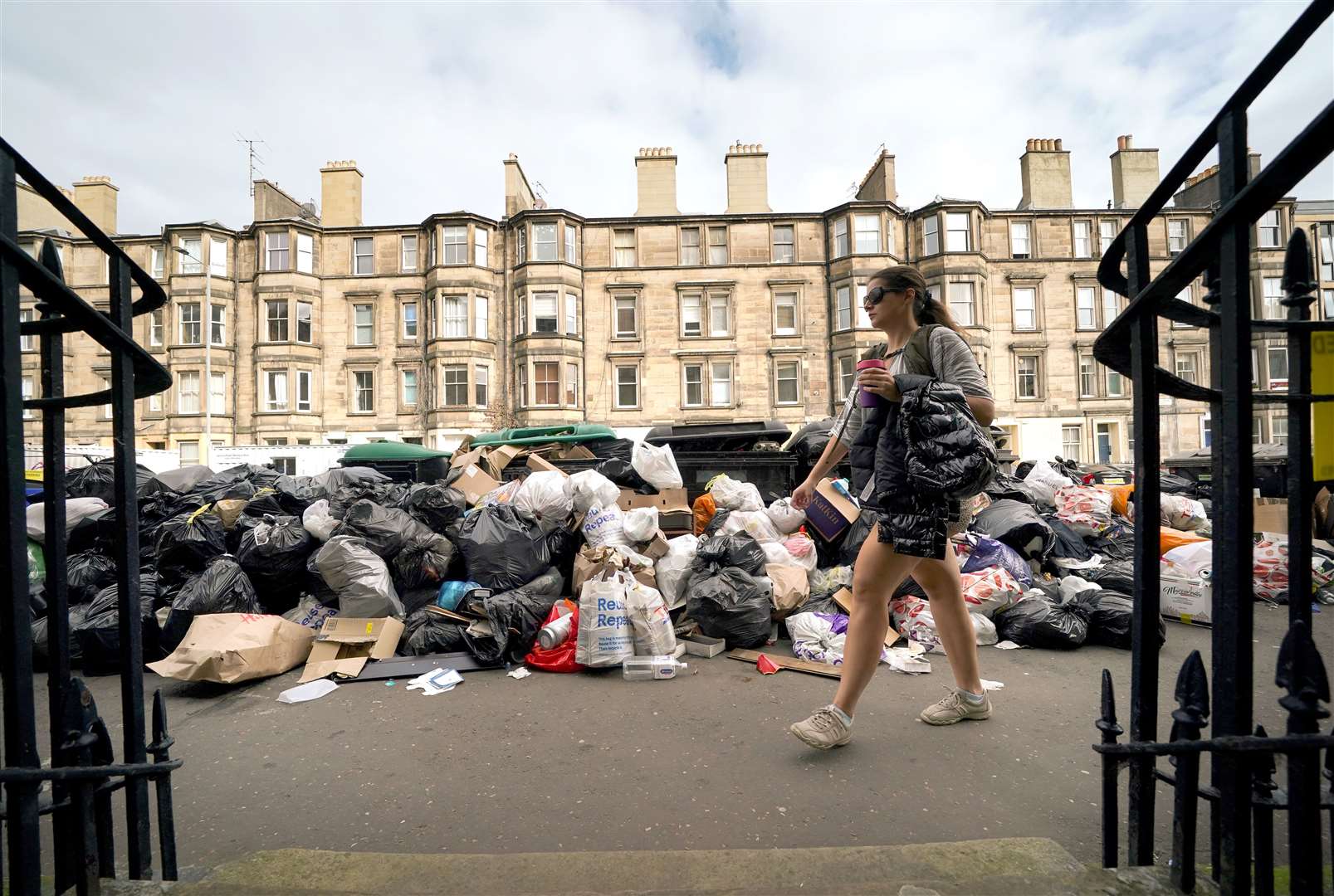 Overflowing bins on the streets of Edinburgh (Andrew Milligan/PA)