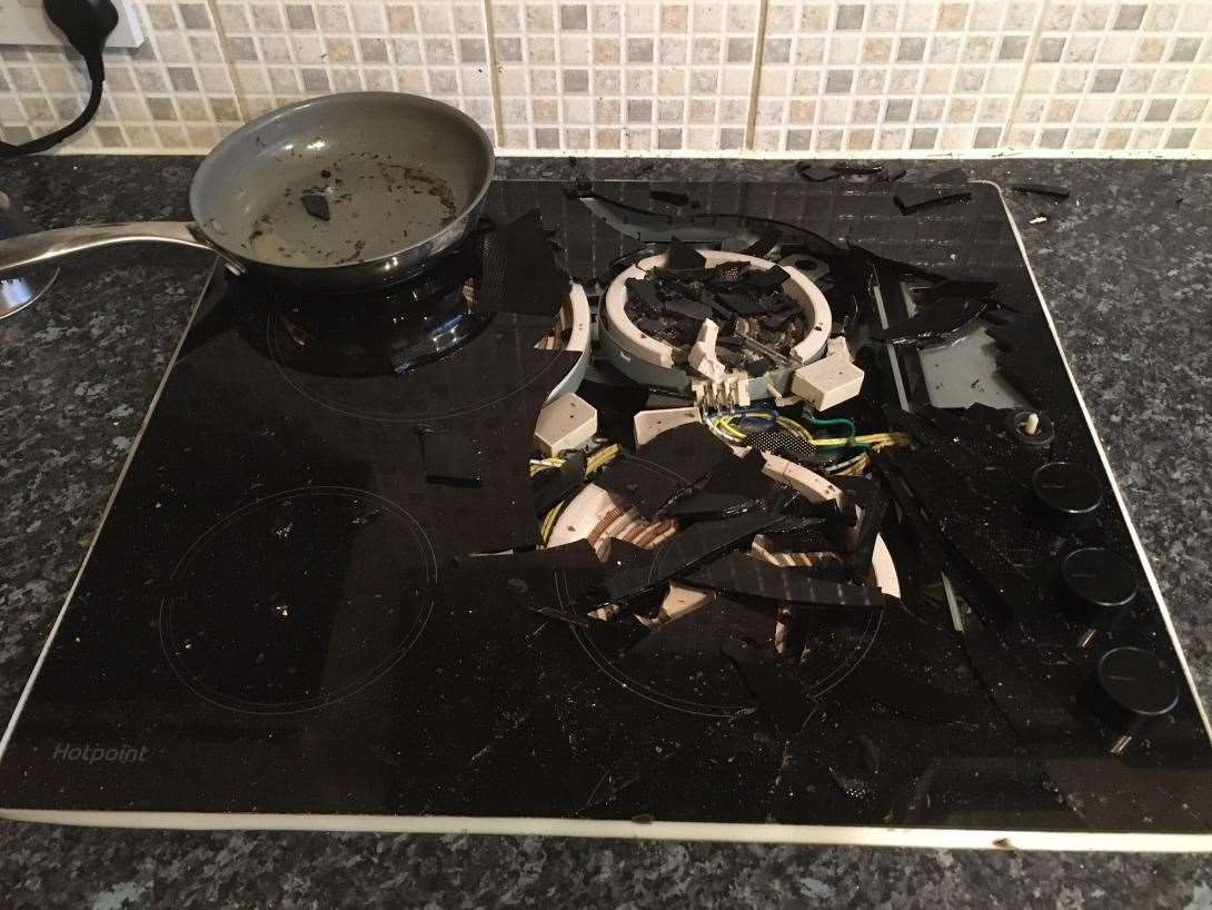 The electric hob was left on during the power cut. Photo: KFRS