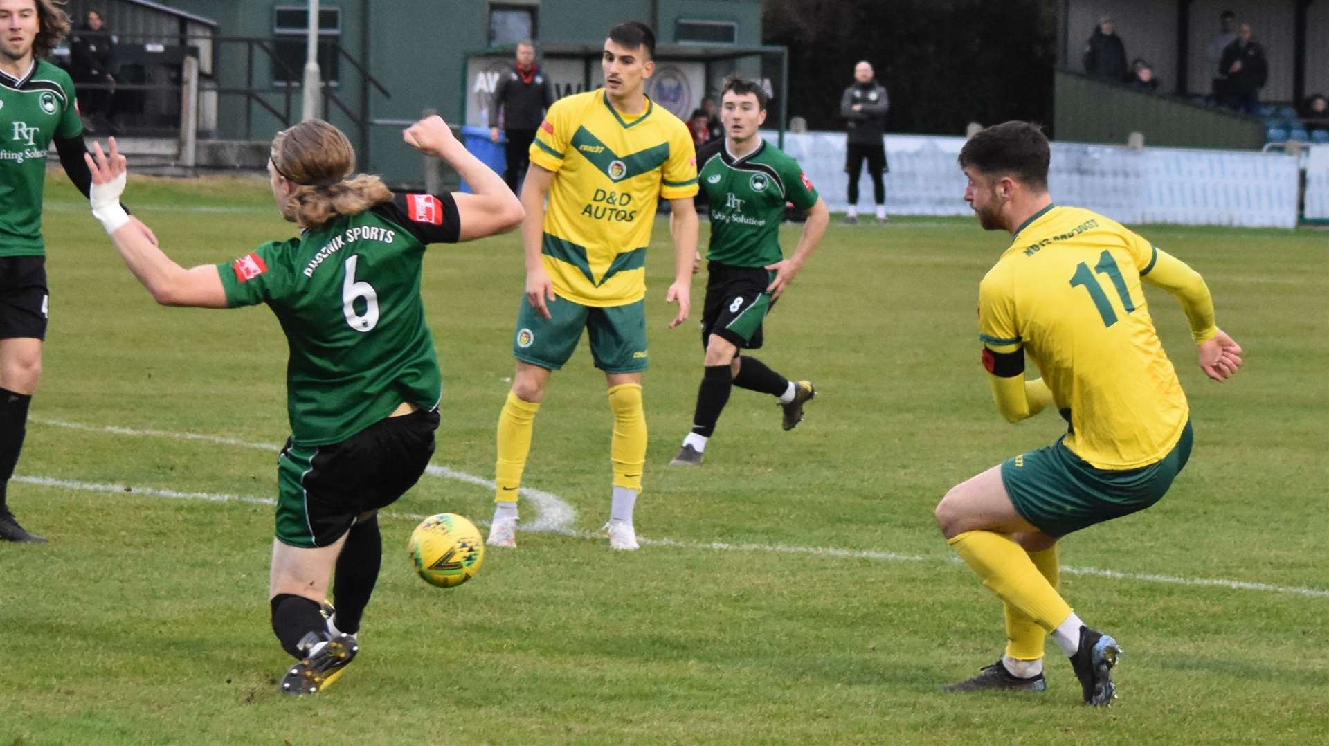 Jack Steventon tries his luck during Ashford's 2-0 win over Phoenix Sports in Isthmian South East on Saturday. Picture: Alan Coomes