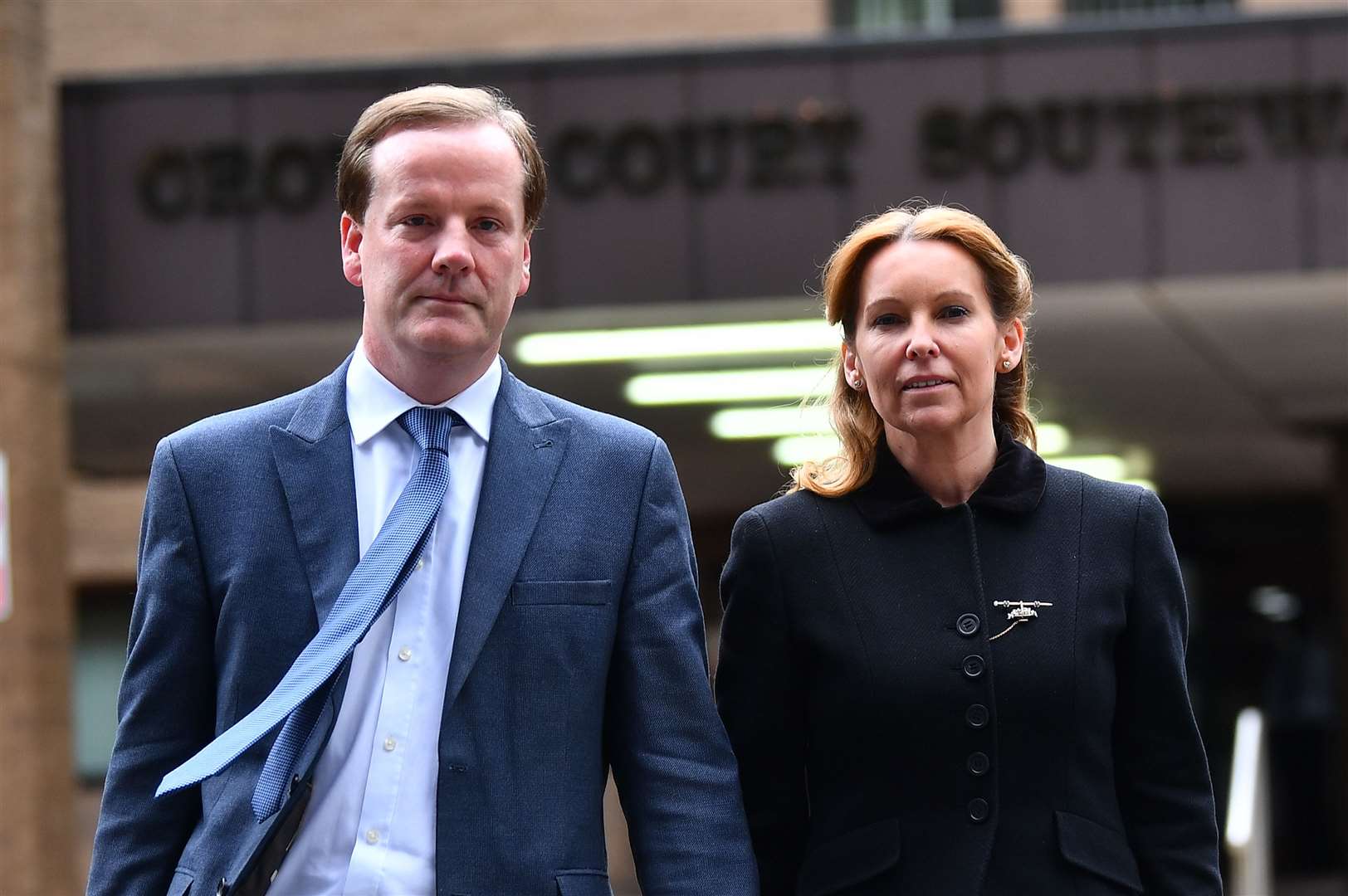 Former Conservative MP Charlie Elphicke, with MP for Dover Natalie Elphicke, at Southwark Crown Court (Victoria Jones / PA)