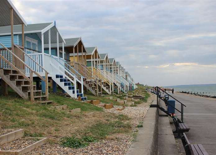 Beach huts at The Leas, Minster, on the Isle of Sheppey