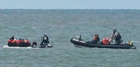 Border Force officers and vessels carrying out exercises in the Channel. Picture: Gareth Fuller/PA.