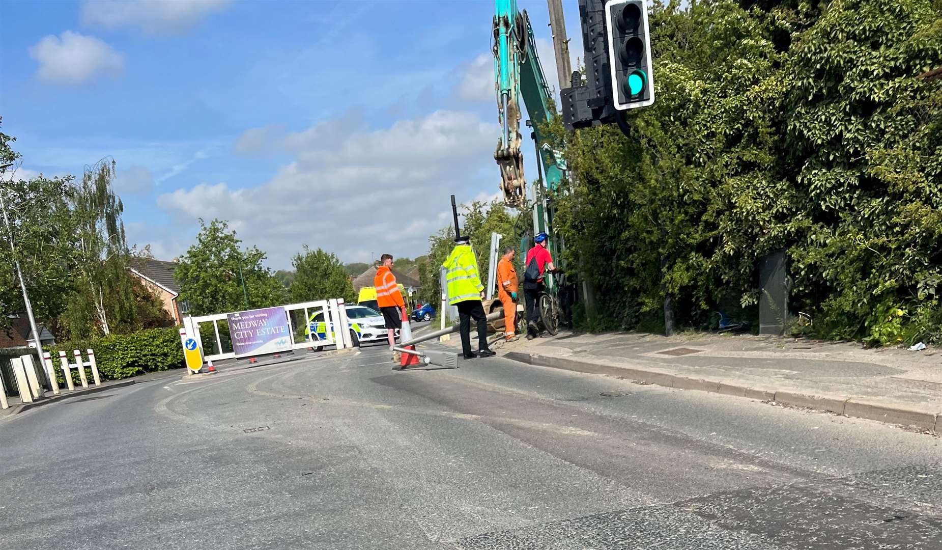 Police were called after a car crashed into a lamppost