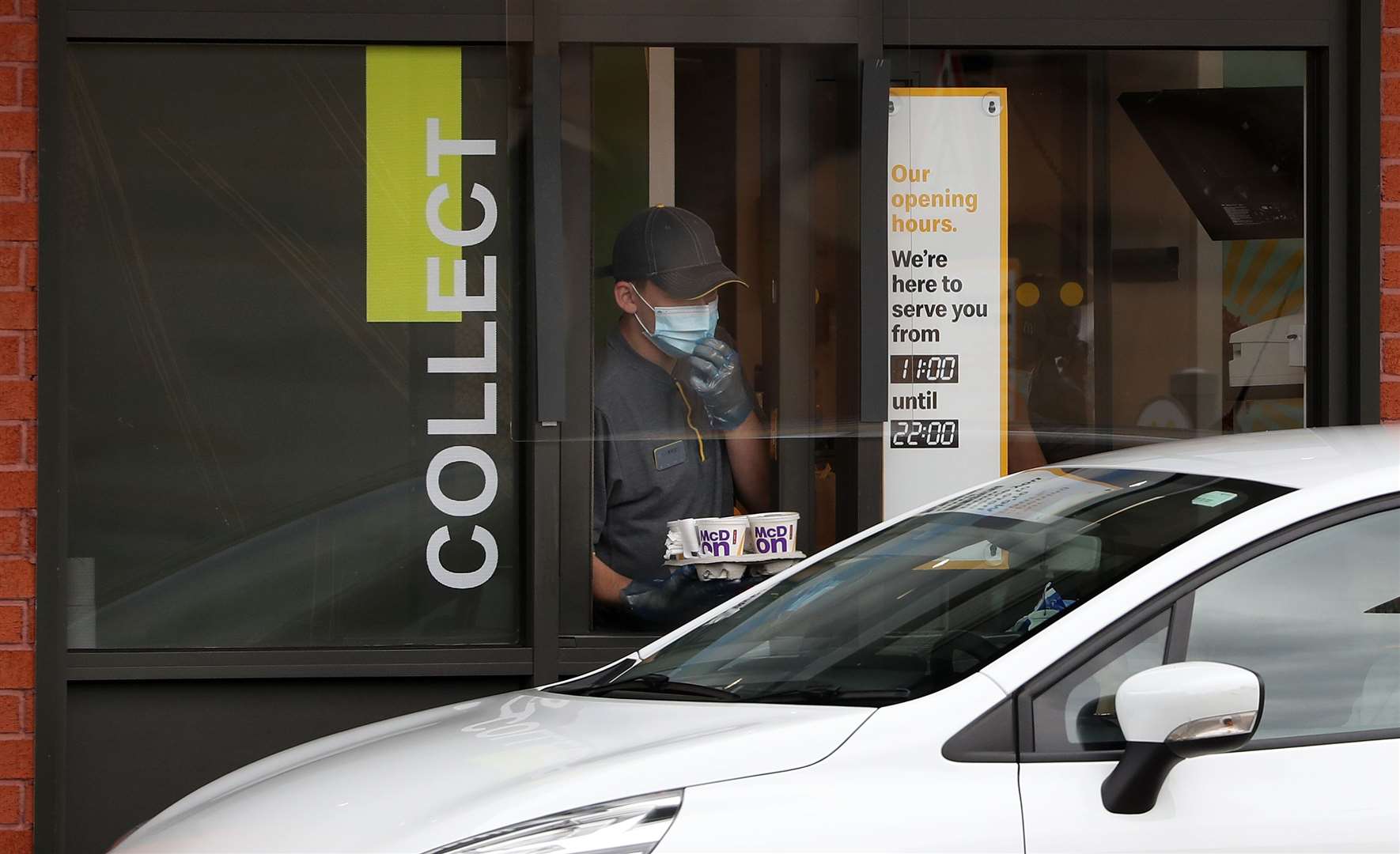 The collection window at McDonald’s drive-thru in Pollokshaws, Glasgow (Andrew Milligan/PA)