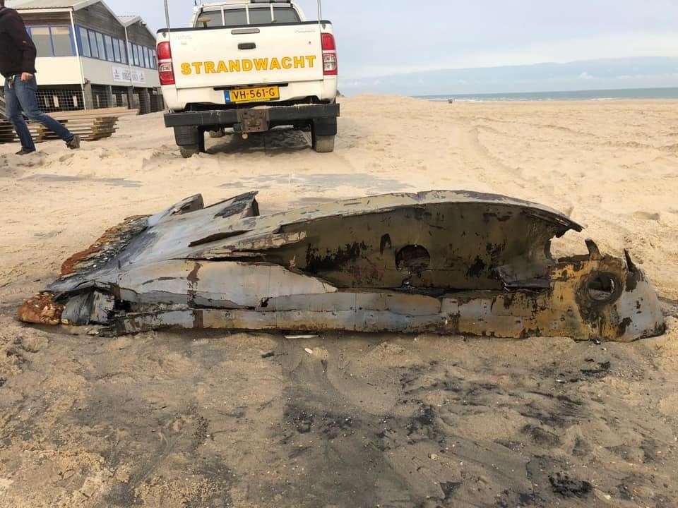 The fuel tank of a Spitfire V was found on a Dutch coast last month. Picture: Jasper Boeije