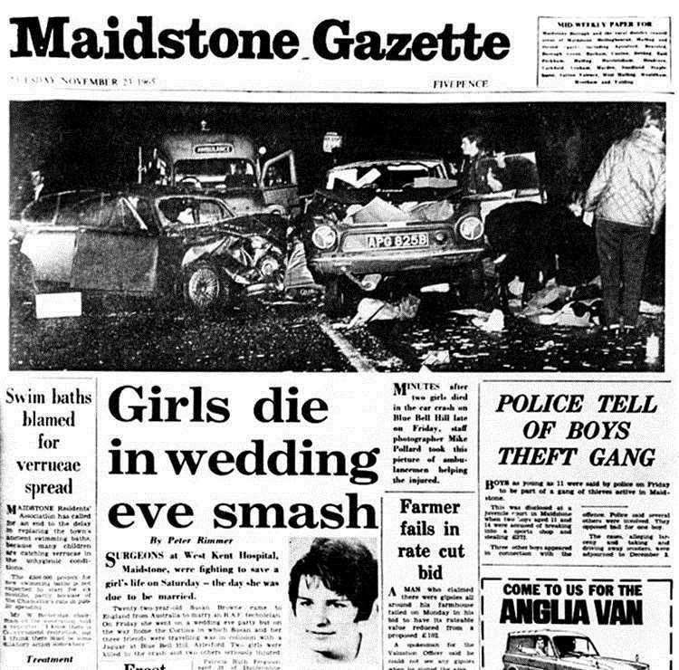 Front page of the Maidstone Gazette shows the horror crash