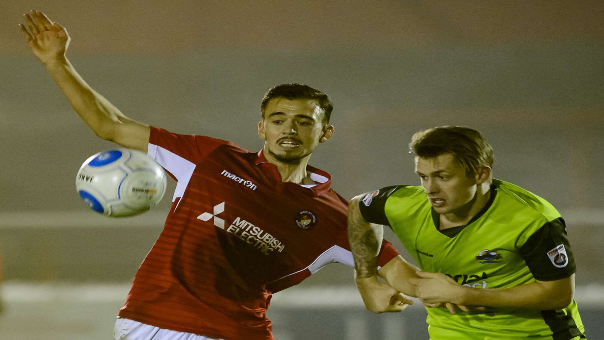 Fleet's Jack Powell at the heart of the midfield action. Picture: Andy Payton