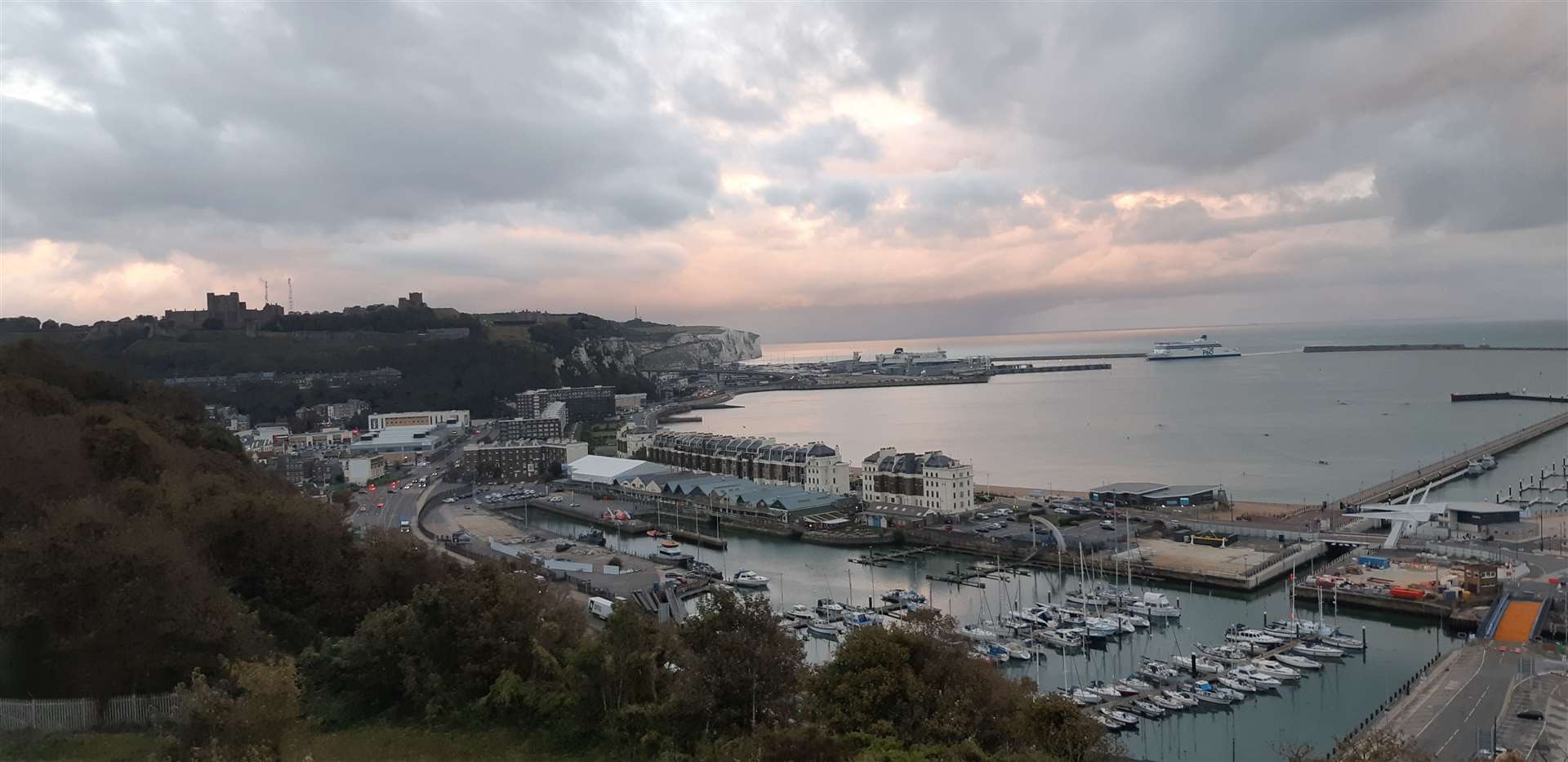 Dover Harbour with the cliffs and castle in the distance. Picture: Sam Lennon KMG