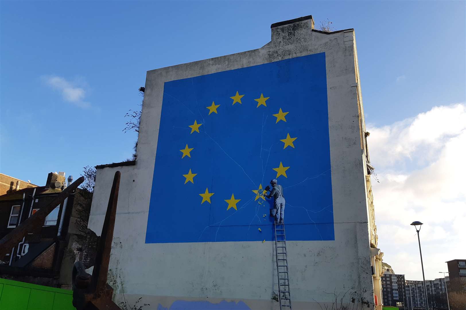 The original Banksy piece in Bench Street, Dover, 2017