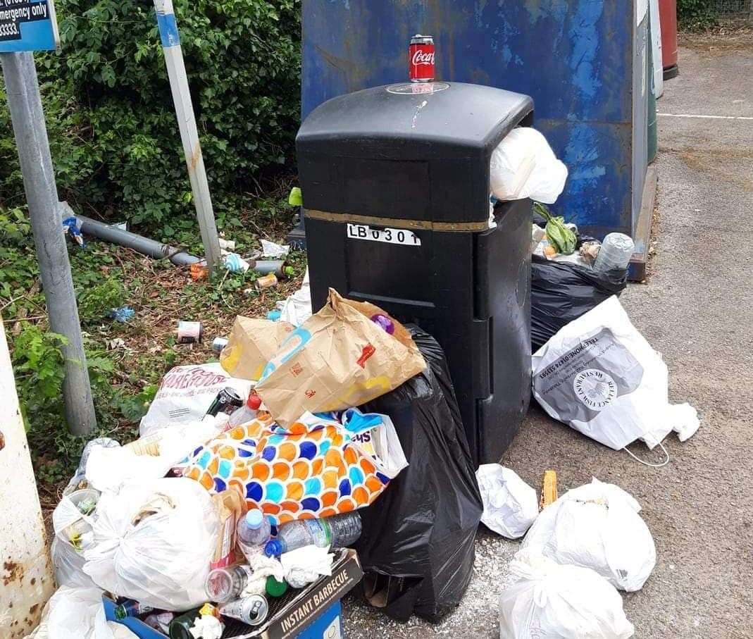 Bins have been overflowing with all kinds of litter as people refuse to bring it home.