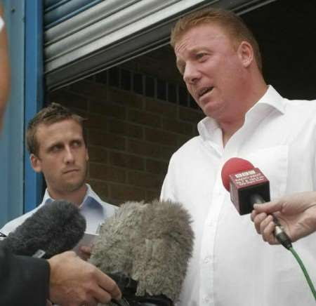 Ronnie Jepson talks to the media, including the Kent Messenger Group's Gills reporter Luke Cawdell, at Priestfield on Monday morning