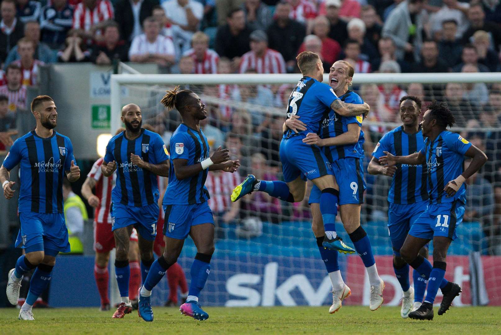 Tom Eaves celebrates opening the scoring. Picture: Ady Kerry