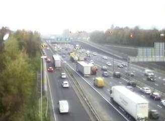 Traffic queueing around the Dartford Crossing. Stock image