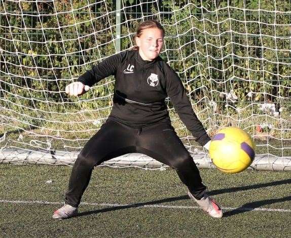 Lacey Campbell plays in goal at Chatham-based all-female football academy XL@Football