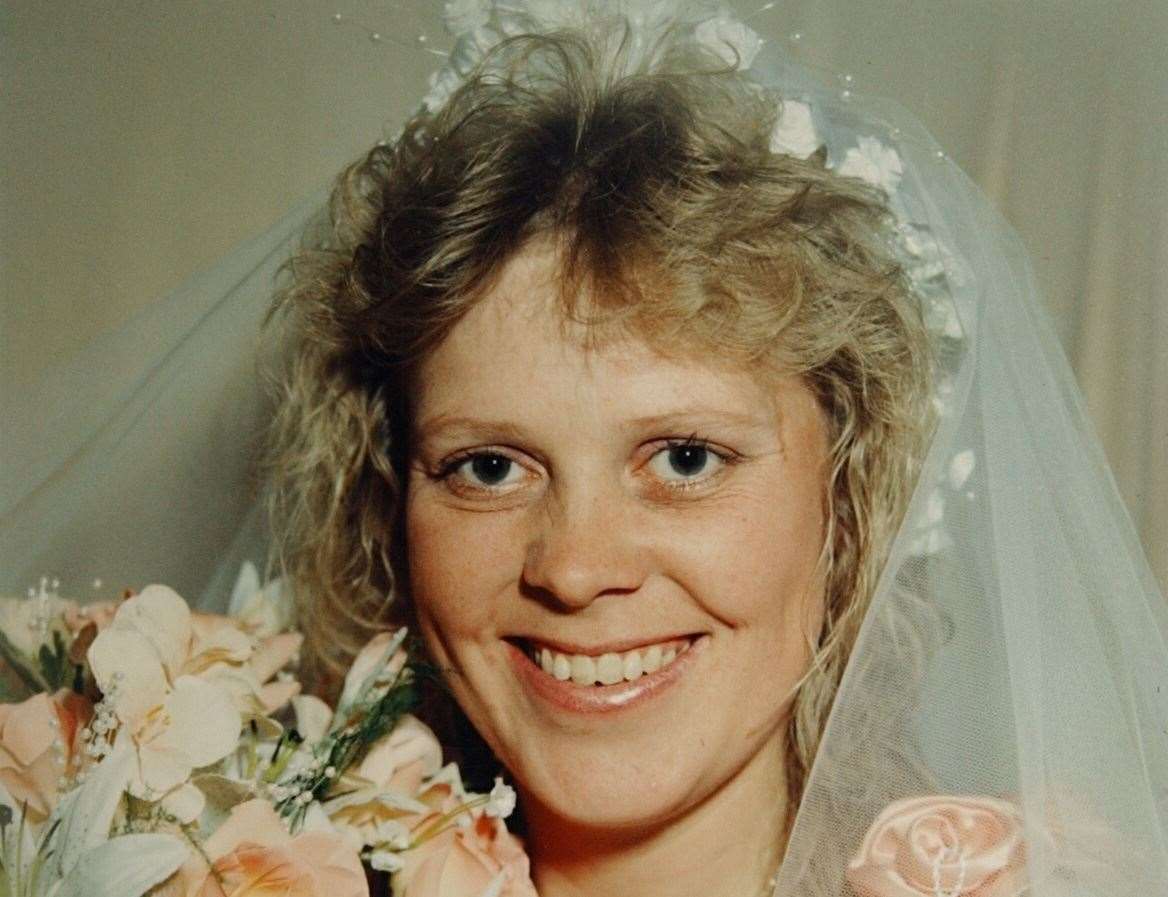 Debbie Griggs on the day she married husband Andrew, who is accused of murdering her