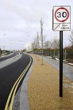 Speed signs along Victoria Way, Ashford.