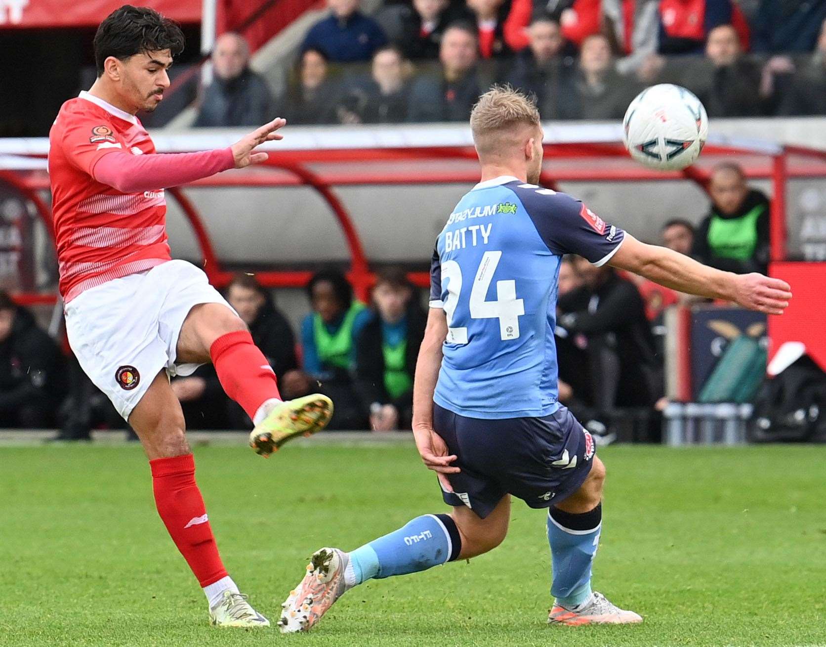 Toby Edser's shot is blocked. Picture: Keith Gillard