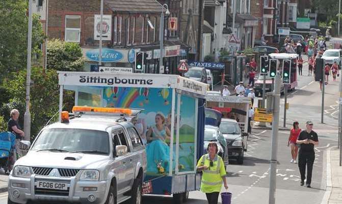 One of the last outings for the Sittingbourne carnival float leading the town's parade in 2018. Picture: John Westhrop