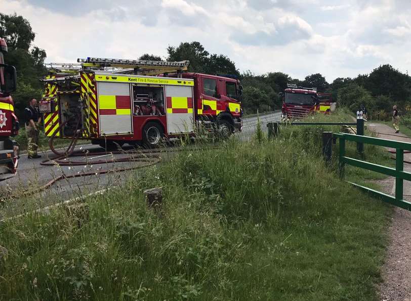 Firefighters at the scene. Picture: @KentSpecials