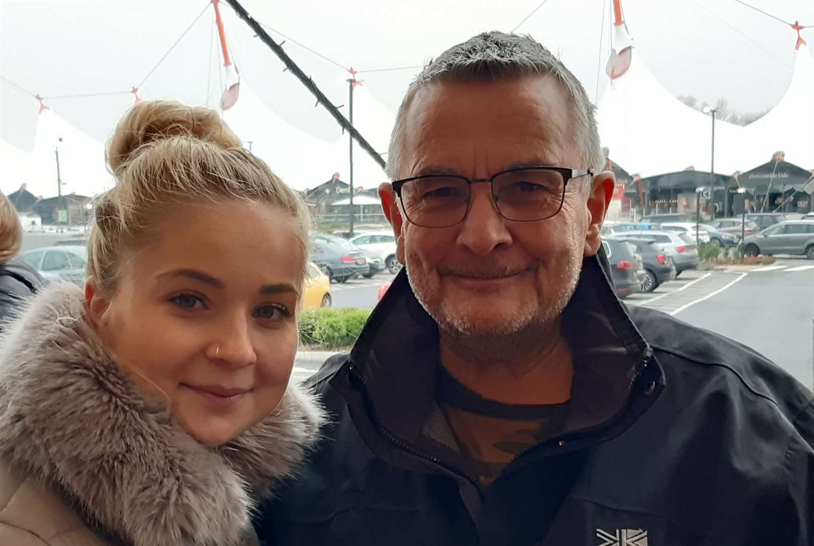 Jodie Buttle, 23, and dad Clive were among the first people through the doors of Ashford's new Haribo store