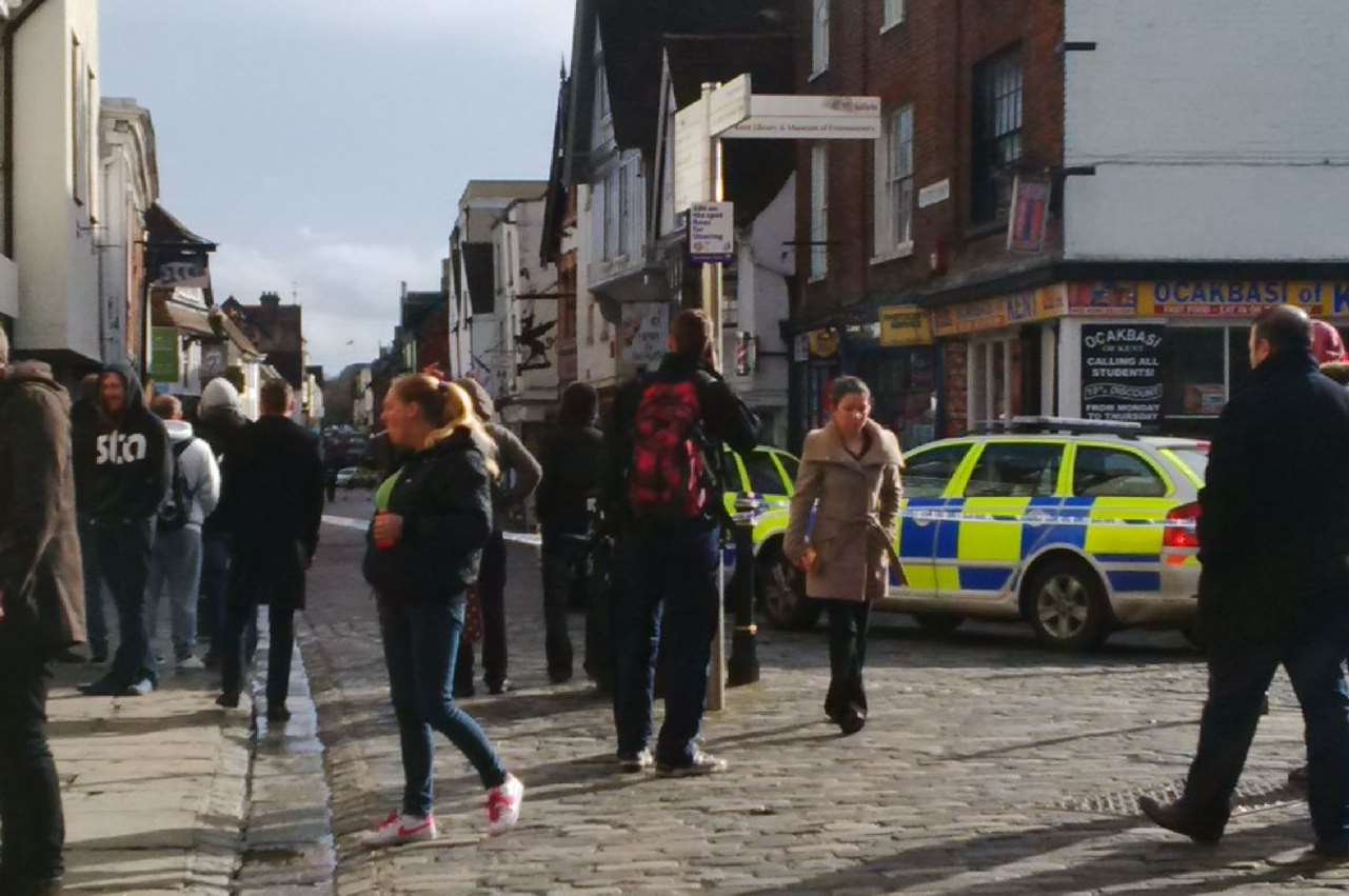 Officers dealing with the bomb scare. Picture: Karol Steele