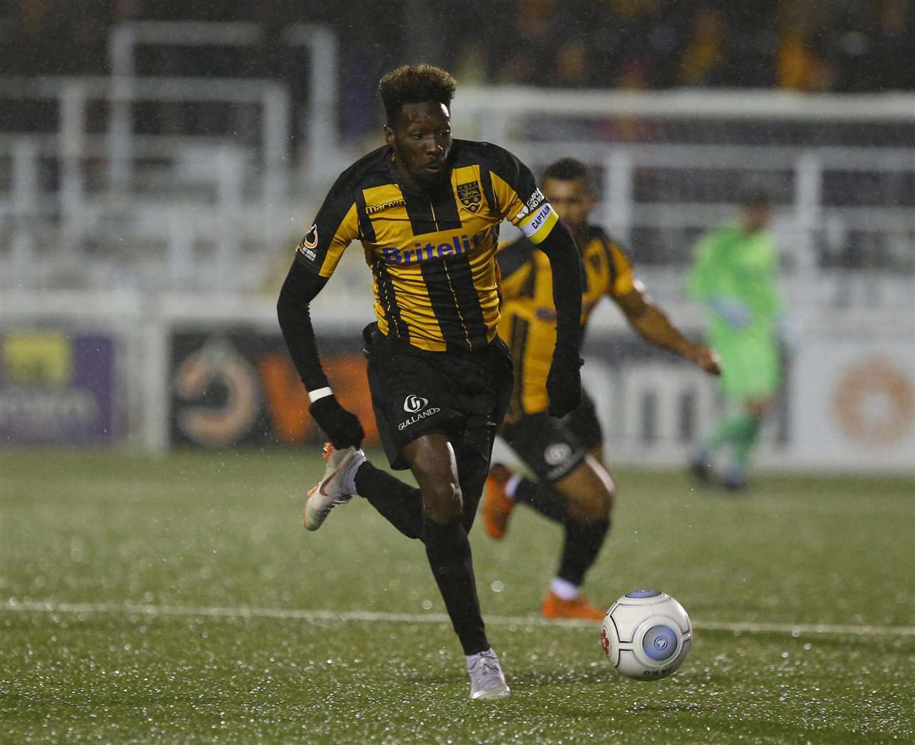 Blair Turgott runs at the Eastleigh defence before going off injured Picture: Andy Jones