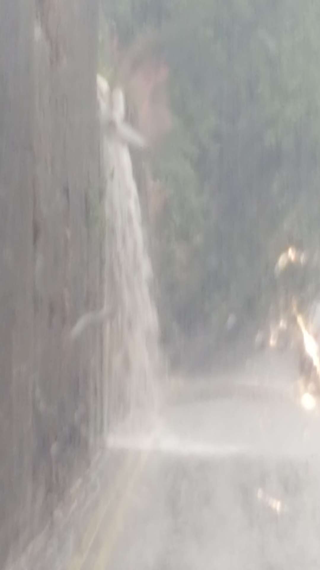 A waterfall is created in the flooding at Borstal. Picture: Peter Fowler