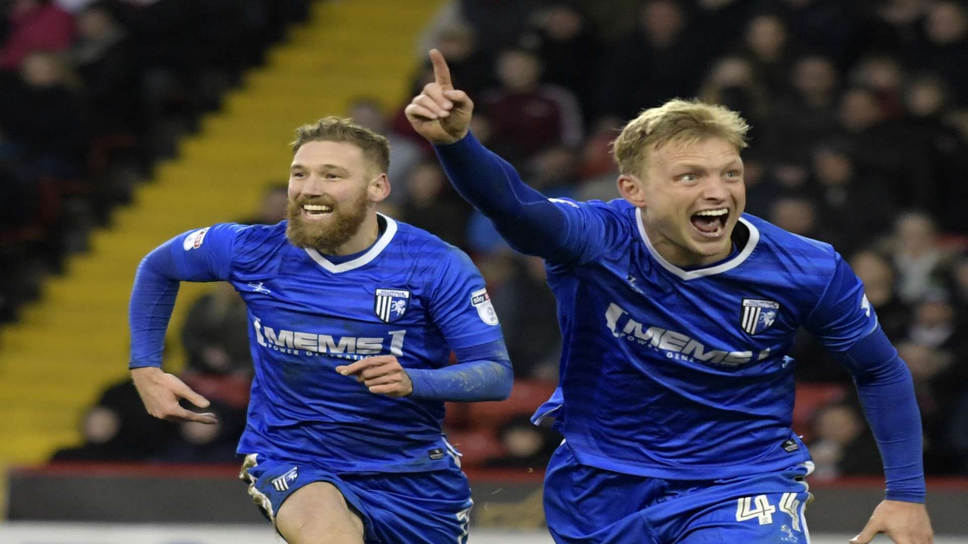 Josh Wright celebrates his second goal