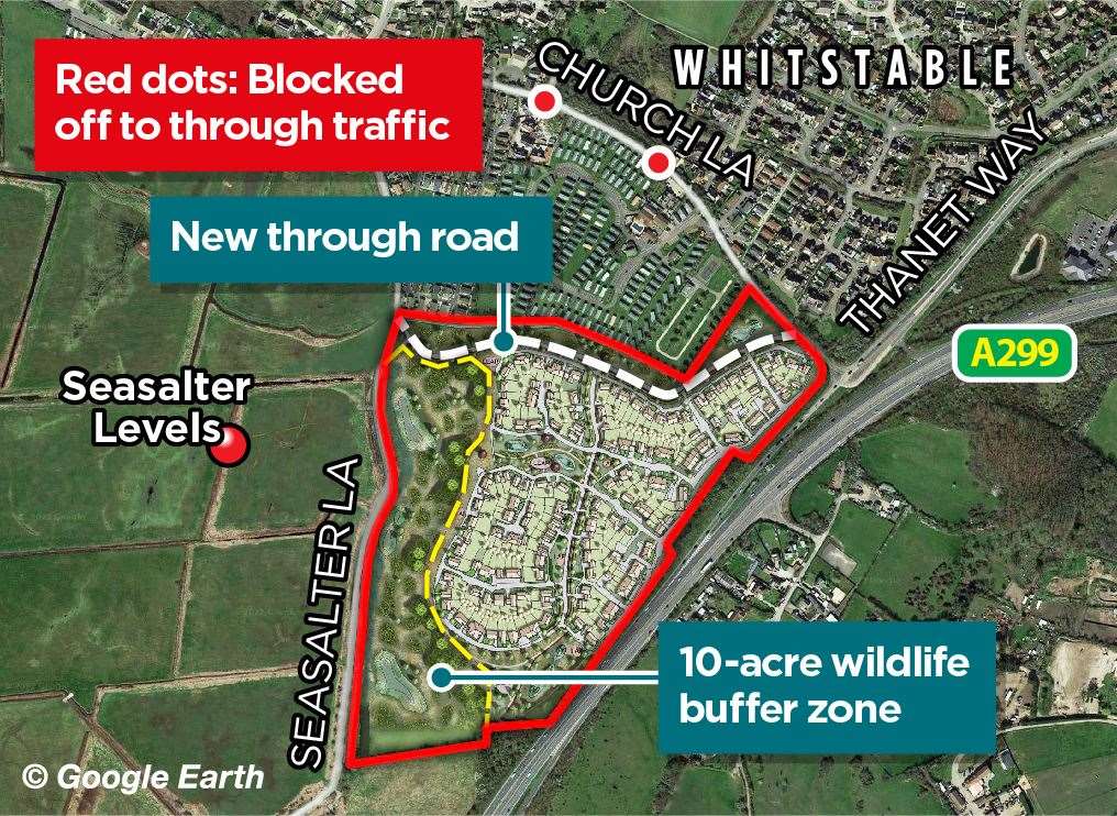 The masterplan for the new estate and Church Lane bypass