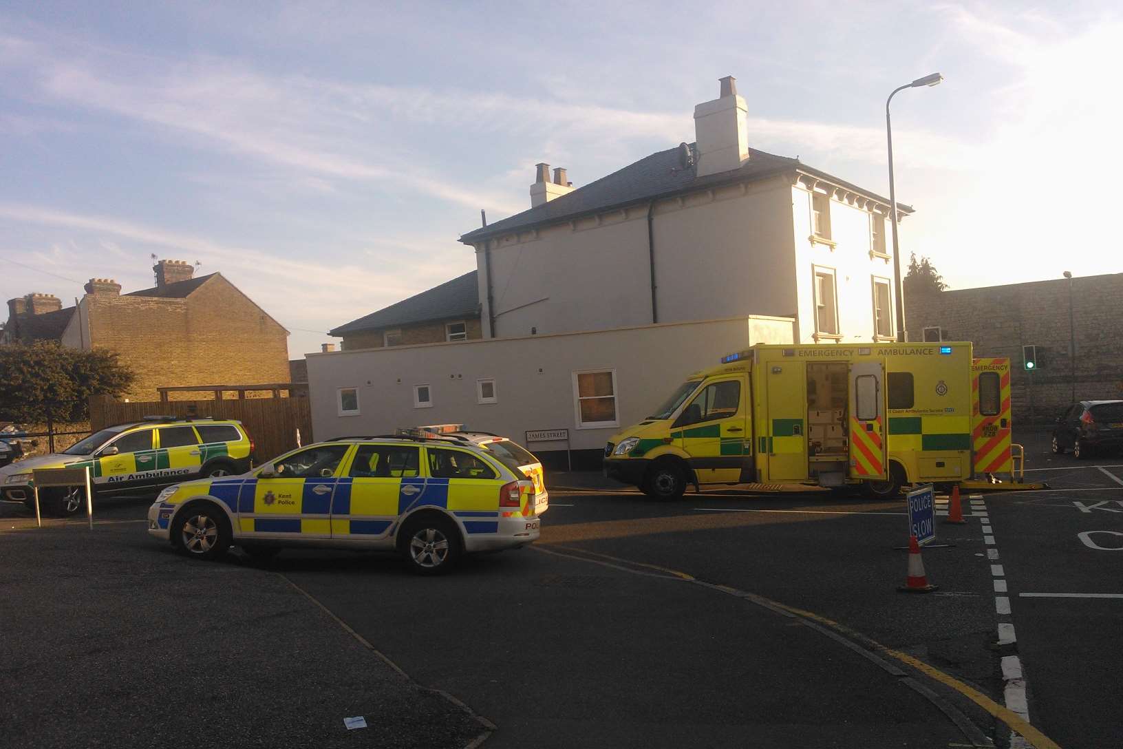 Police and ambulances parked just off Boxley Road, Maidstone