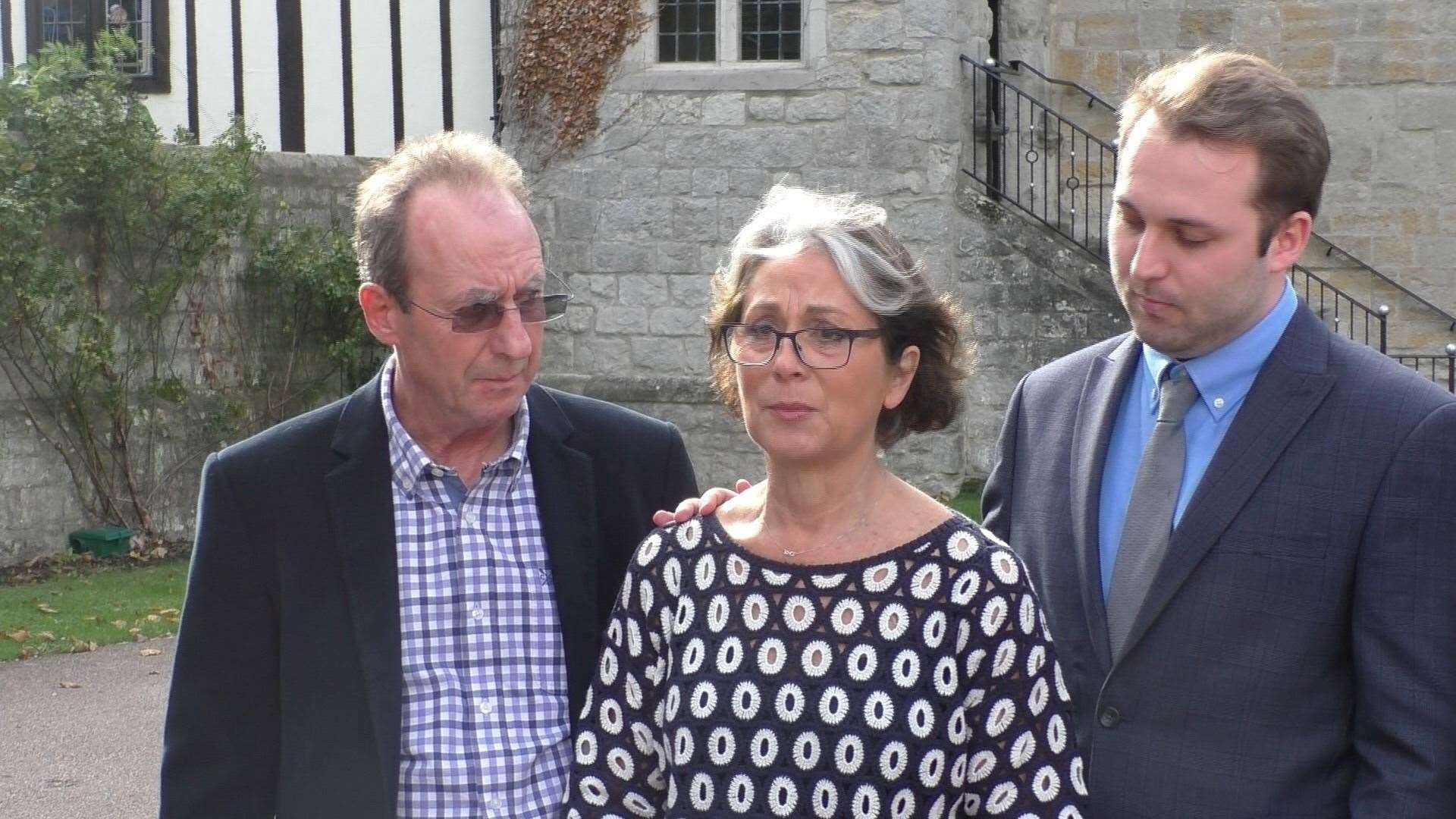 Tim Mason's parents, Gavin and Fiona, outside court