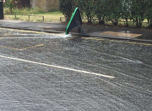 London Road has become a river due to the incident. Picture: @pammiehead