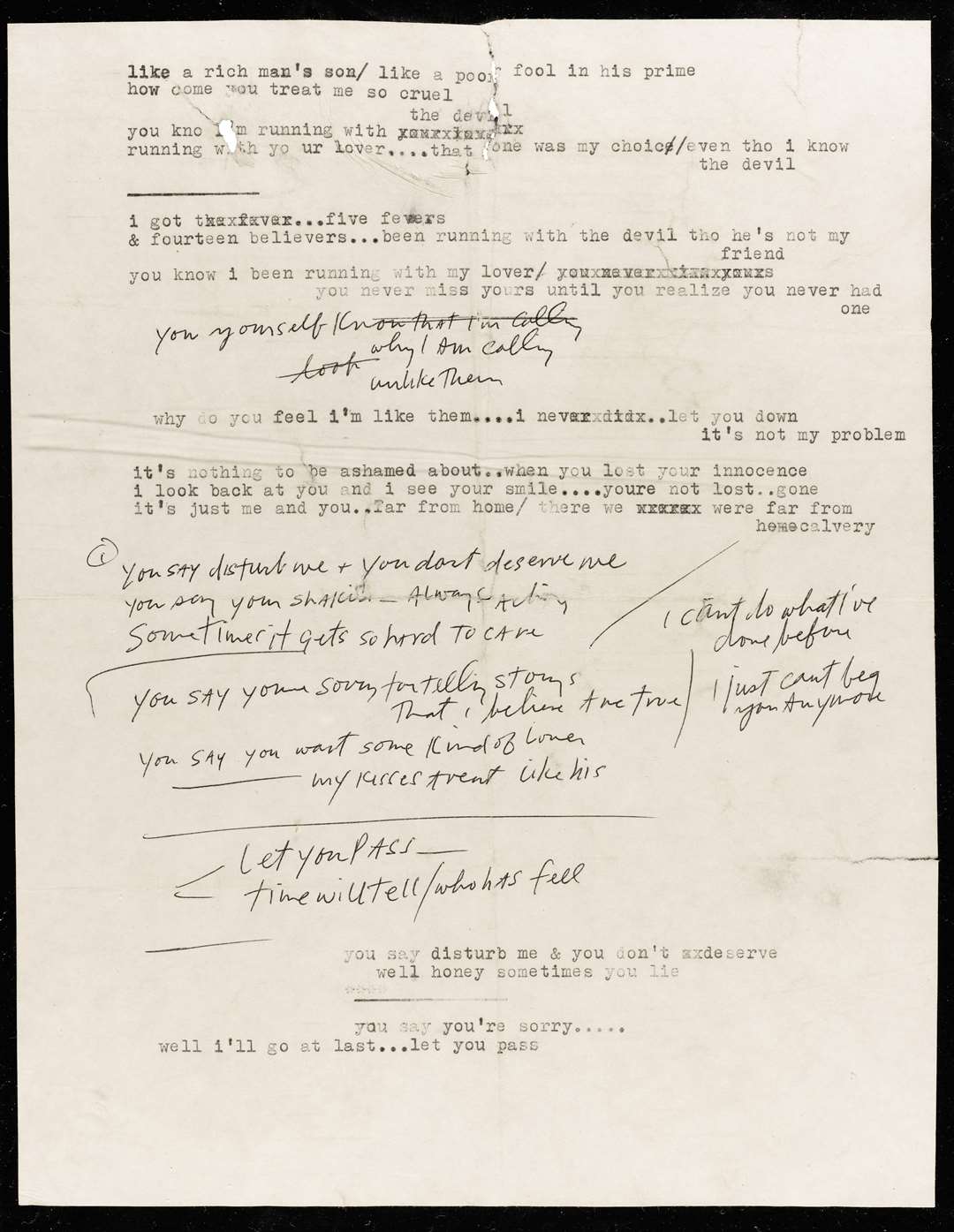 A Bob Dylan manuscript featuring handwritten lyrics has been sold at auction for £37,500, more than double the pre-sale estimate (Sotheby’s/PA)