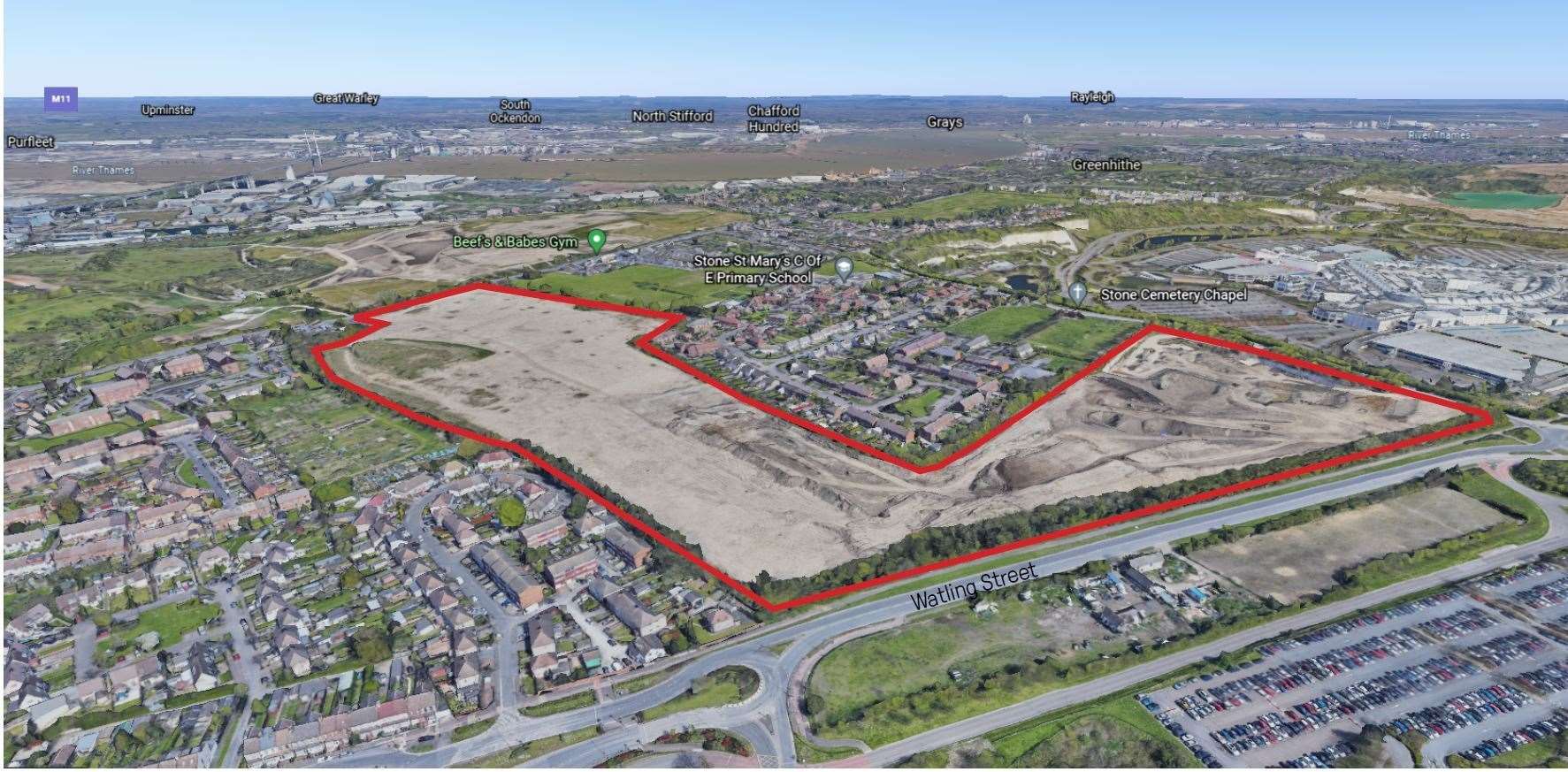 Aerial image of the Stone Pit II of Watling Street in Dartford which is being developed by Taylor Wimpey