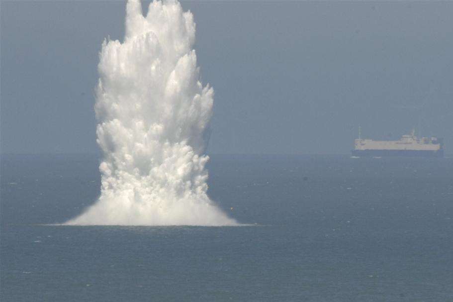 The wartime parachute mine is detonated off Herne Bay. Picture: Chris Davey