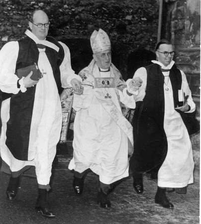 Dr David Say (left)after his consecration as Bishop of Rochester in Canterbury Cathedral in 1961. Dr Say is with the Archbishop of Singapore. Dr Say served for 27 years and was made a Freeman of the City on his retirement.