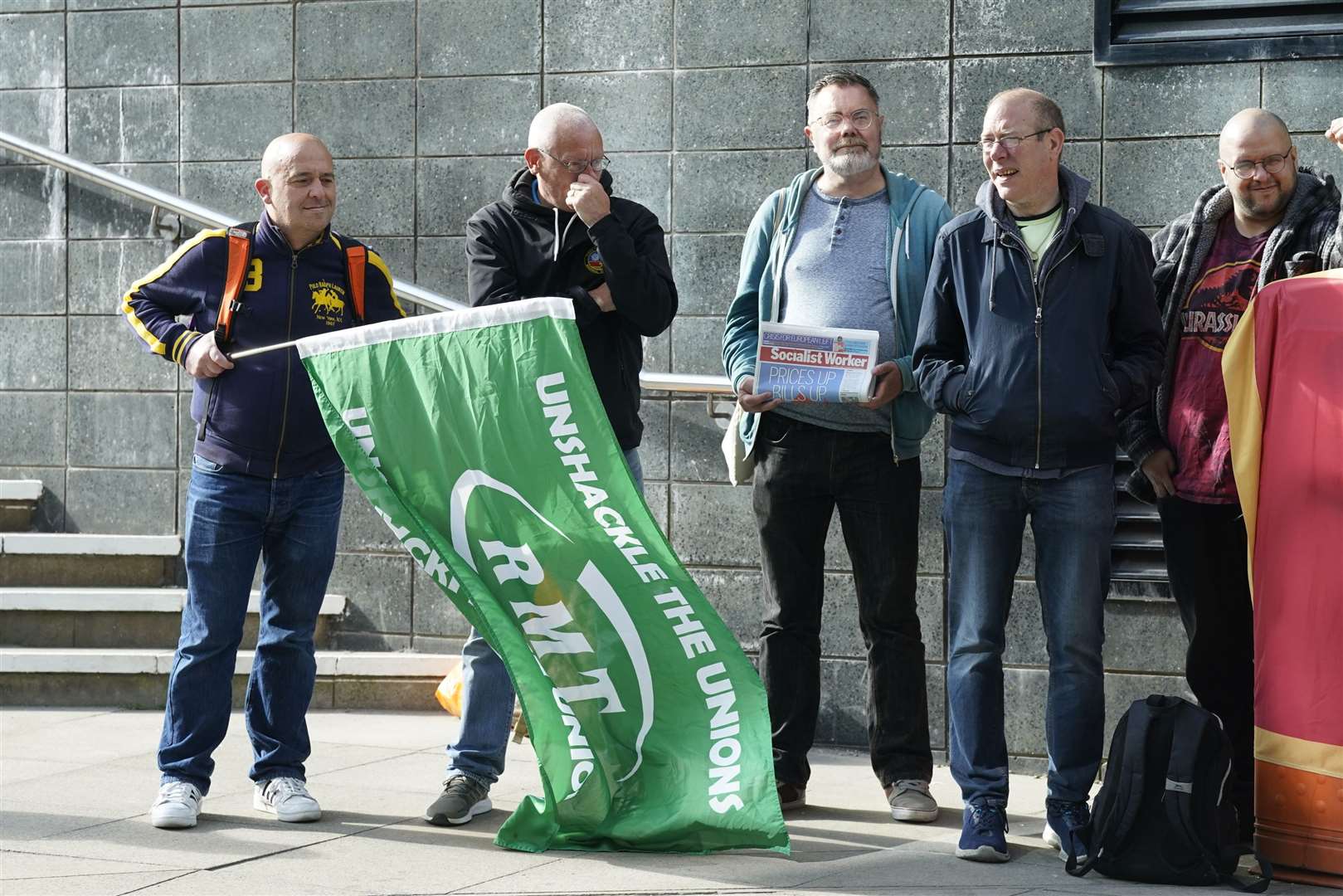 RMT members on a picket line near Leeds station (Danny Lawson/PA)