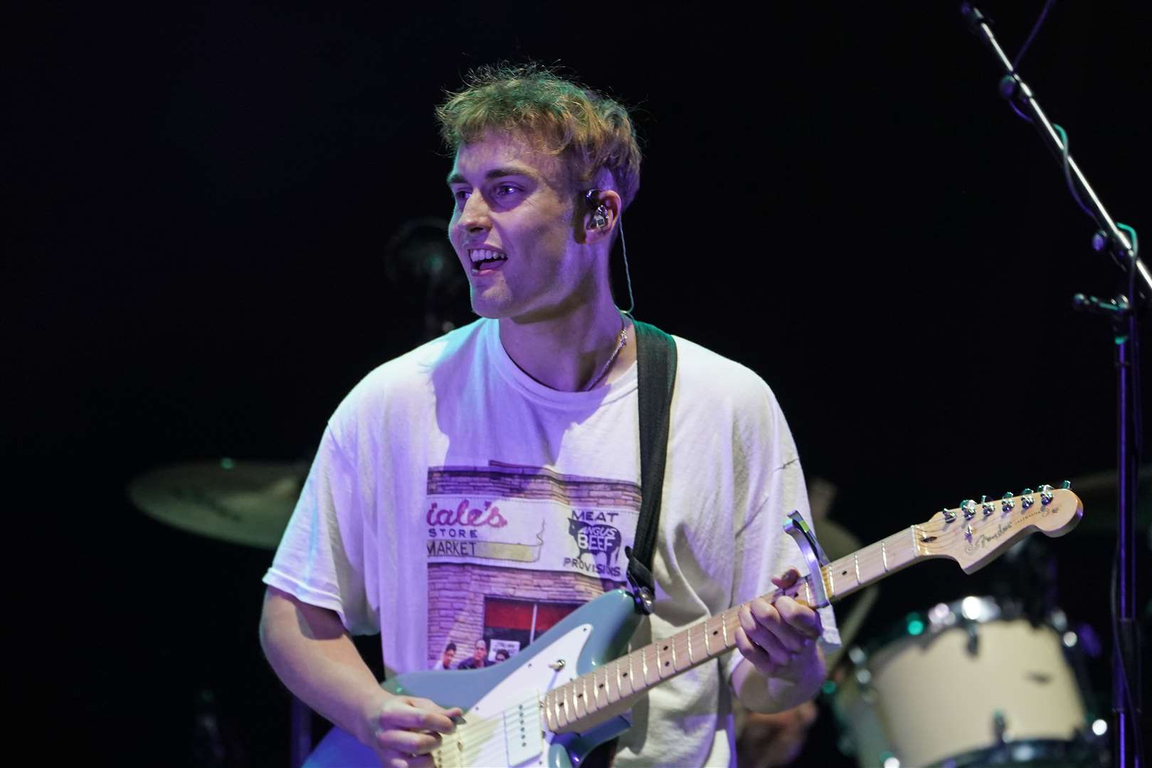 Sam Fender takes to the stage at the Virgin Money Unity Arena (Owen Humphreys/PA)