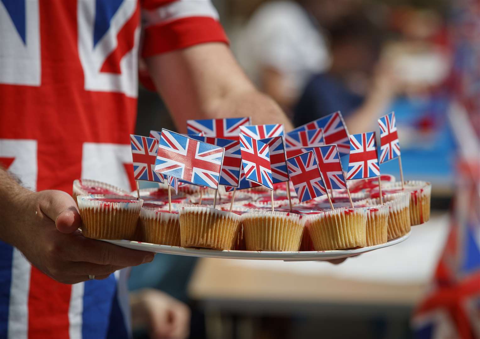 The display also featured cupcakes with Union Jack flags (Danny Lawson/PA)