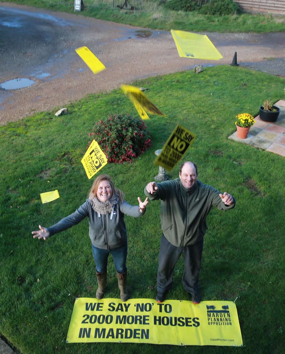 Claudine and Tristan Russell celebrate as Marden is relieved of garden village fear Picture: John Westhrop