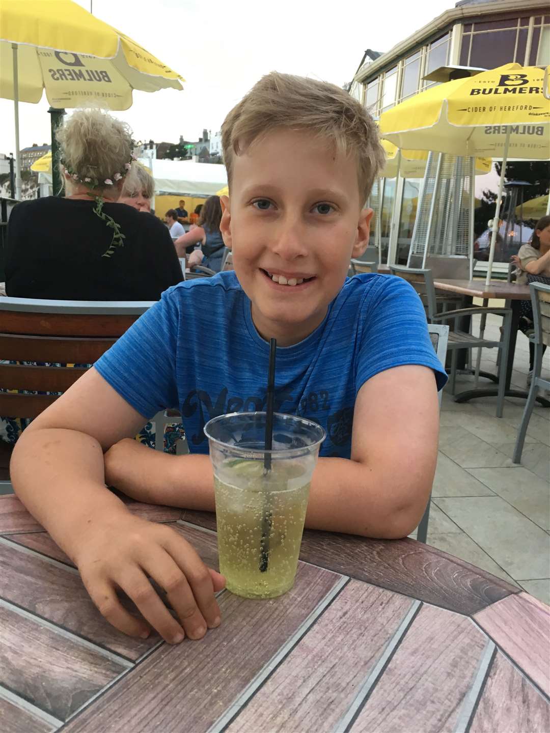 Sammy with his lime and soda at his favourite spot, the Royal Victoria Pavilion in Ramsgate