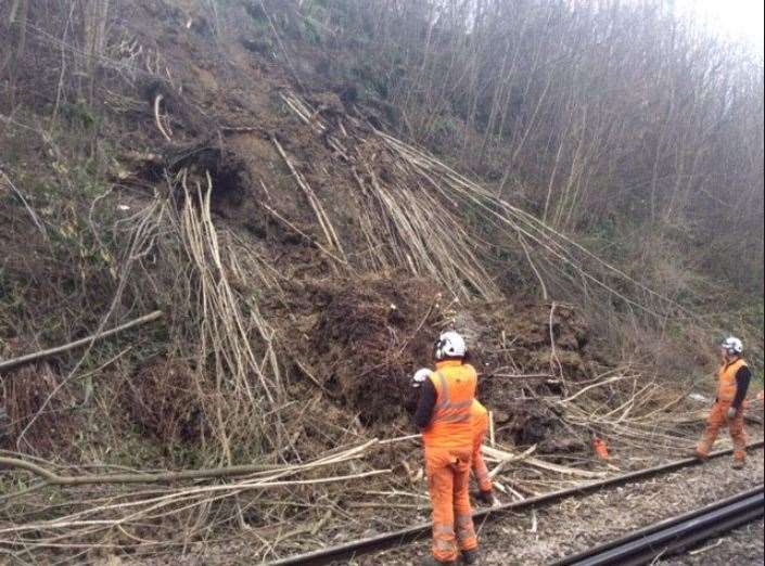 The first landslide at Wadhurst. Picture: National Rail South East