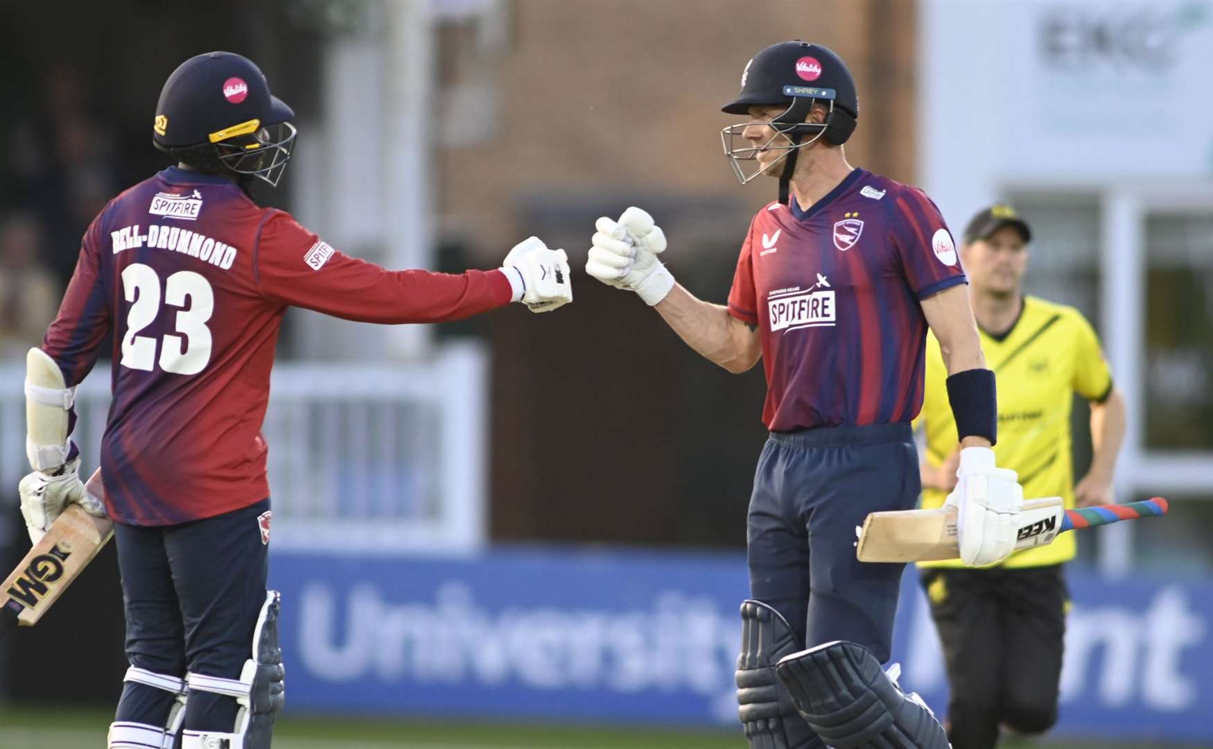 Daniel Bell-Drummond and Joe Denly at the crease together. Picture: Barry Goodwin