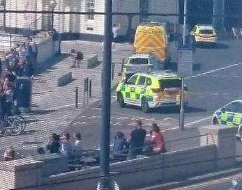 Police and ambulance crews at Margate beach. Picture: Shannon Owen. (3318444)