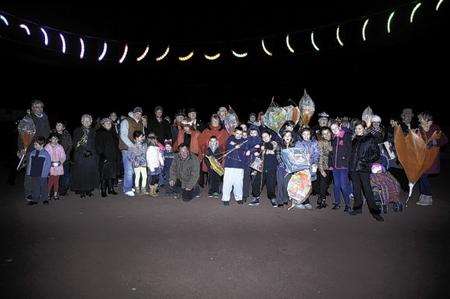 Children, parents and teachers from Eastchurch Primary School at the parade. Picture by Richard Gooding.